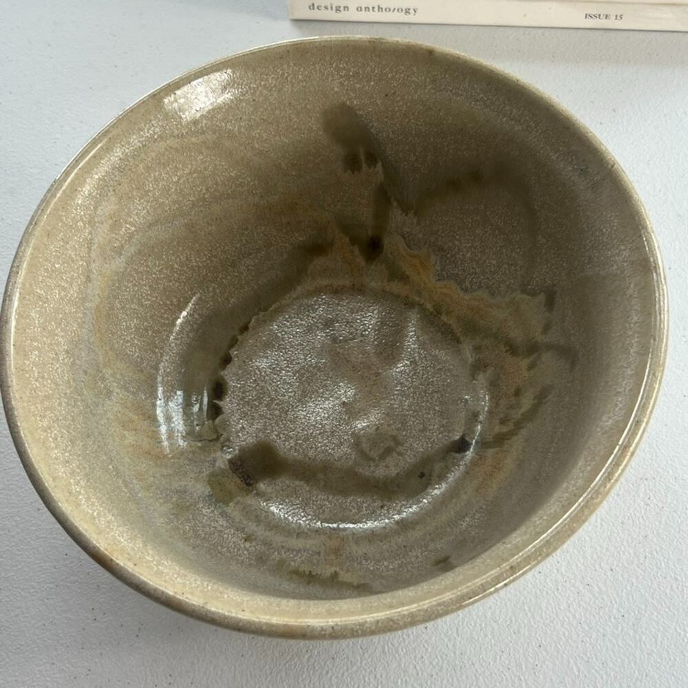 Wingfoot Signed Studio Art Pottery Bowl Glazed 9x4" Brown